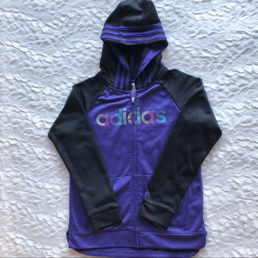 adidas purple/grey girls sports hoodie sweatshirt